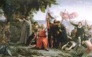 dioscoro teofilo de la puebla tolin the first landing of christopher columbus in america Sweden oil painting artist